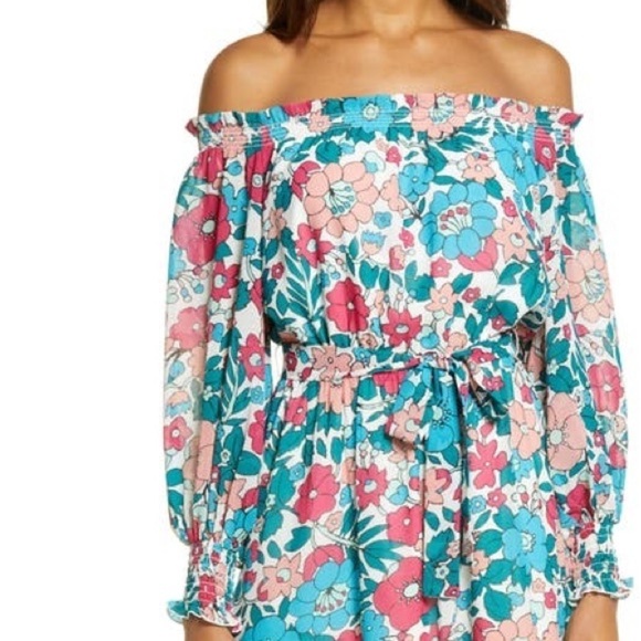 NEW Charles Henry Floral Off The Shoulder Chiffon Maxi Dress XS -Small - Picture 6 of 16